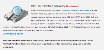 MiniTool Partition Recovery ダウンロード
